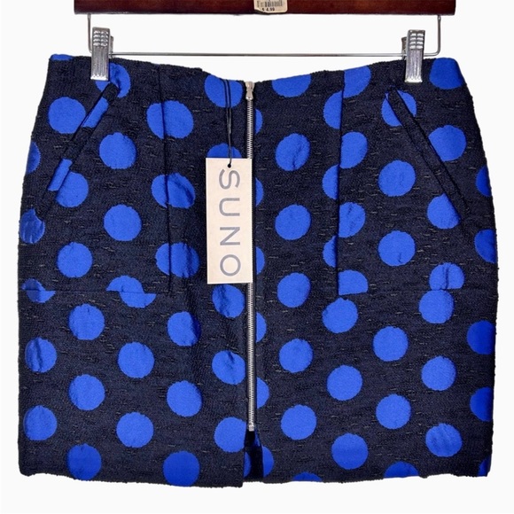 Suno Polka Dot Jacquard Mini Skirt 4 Wool Blend New - Picture 2 of 11